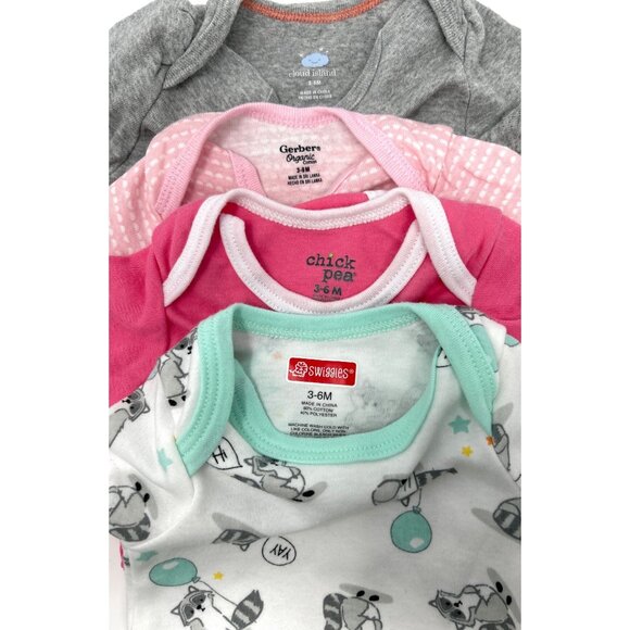 Baby Girl's Body Suits - Pink, White‎ w/Green Light Pink, & Grey - Size 3-6 M - Picture 6 of 6